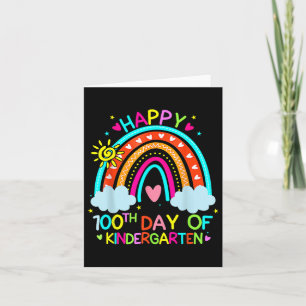 100th Day Of Kindergarten School Rainbow 100 Days  Card