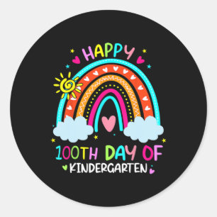 100th Day Of Kindergarten School Rainbow 100 Days Classic Round Sticker