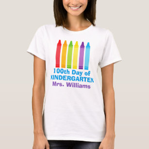100th Day of Kindergarten Teacher Crayon T-Shirt
