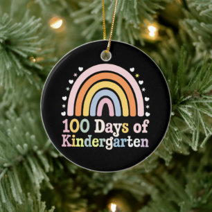 100th Day of Kindergarten Teacher Kids 100 Days  Ceramic Ornament