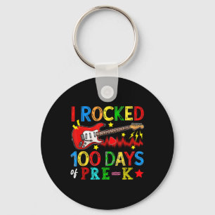 100th Day Of Pre-k 100 Days School B Guitar Lover Key Ring