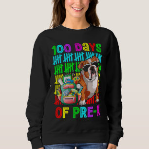 100th Day Of Pre k Boys Kids English Bulldog Dog Sweatshirt