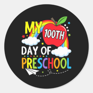 100th Day Of Preschool Fun Students Kids Child 100 Classic Round Sticker
