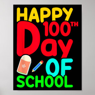 100th Day Of School 100 Days Cute Students Boys Gi Poster
