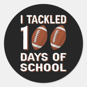 100th Day Of School 100 Days Of School Football Bo Classic Round Sticker