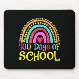 100th Day Of School 100 Days Of School Retro Rainb Mouse Pad