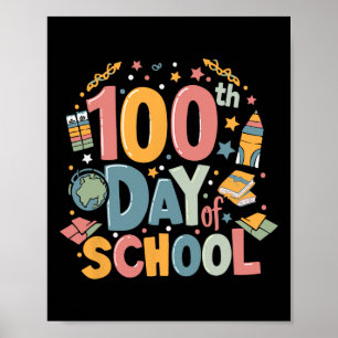 100th Day Of School 100 Days Of School Retro Teach Poster
