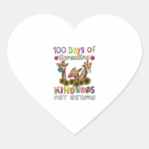 100th Day of School 100 Days Of Spreading Kindness Heart Sticker