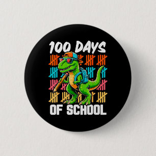 100th Day Of School 100 Days School Truck Dinosaur 6 Cm Round Badge