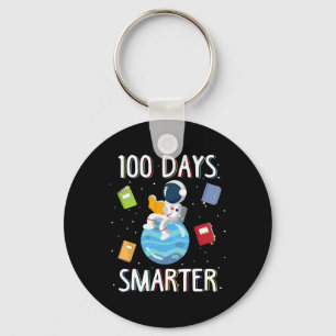 100th Day Of School 100 Days Smarter Books Space L Key Ring