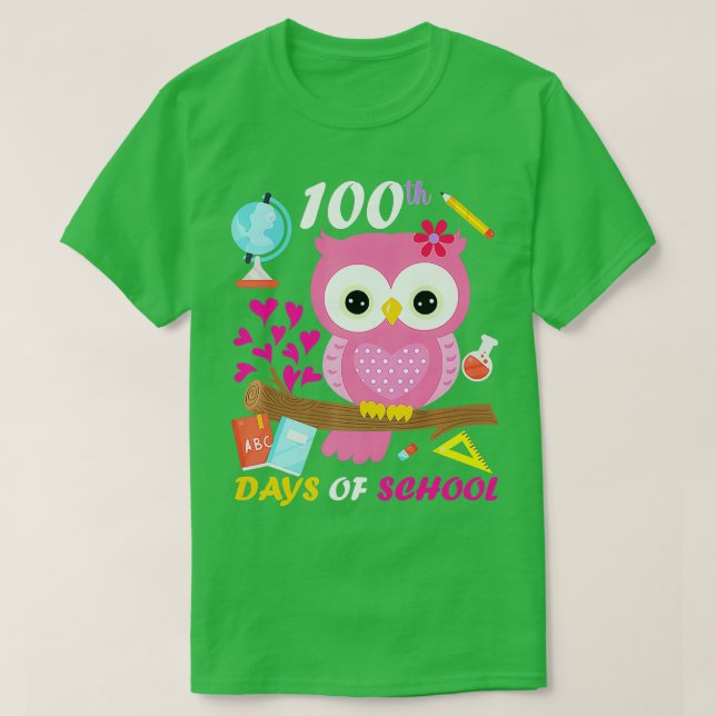 100th Day Of School 100 Days Smarter Cute Owl Love T-Shirt (Design Front)