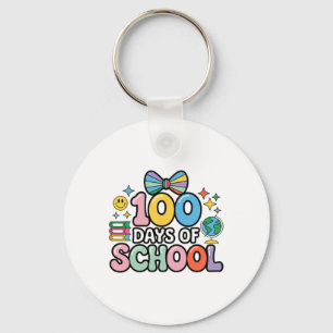 100th Day Of School 100 Days Teacher Coquette Bow Key Ring