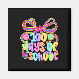 100th Day Of School 100 Days Teacher Coquette Bow Magnet