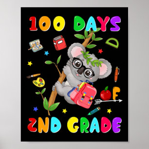 100th Day Of School 2nd Grade Koala Happy 100 Days Poster