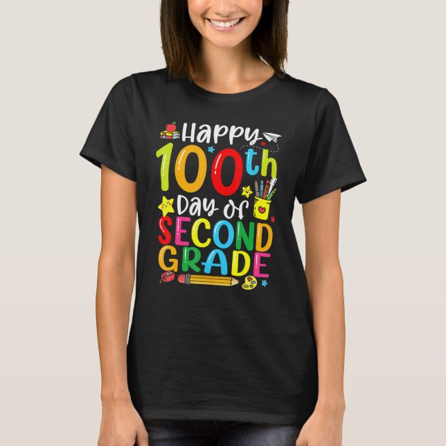 100th Day Of School 2nd Grade Teacher Student 100  T-Shirt (Front)