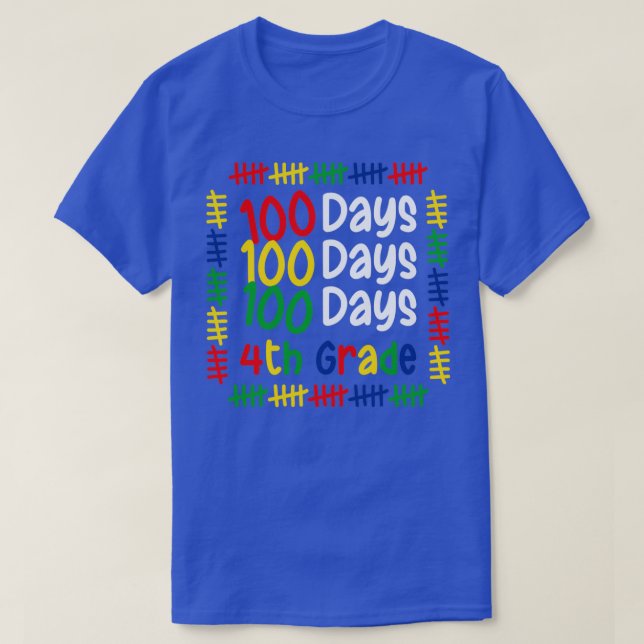 100th Day Of School 4th grade Boys Girls Student T T-Shirt (Design Front)