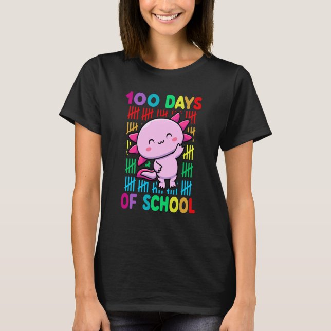 100th Day Of School Animal Axolotl Happy 100th Day T-Shirt (Front)