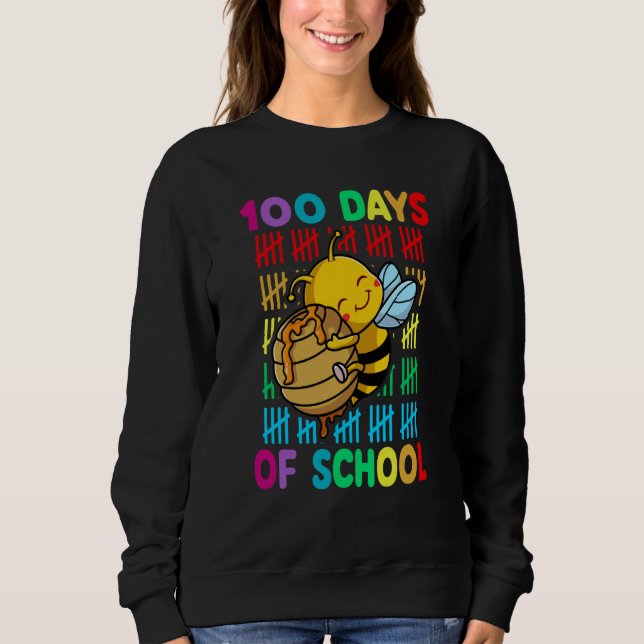 100th Day Of School Animal Bees Happy 100th Day Ki Sweatshirt (Front)