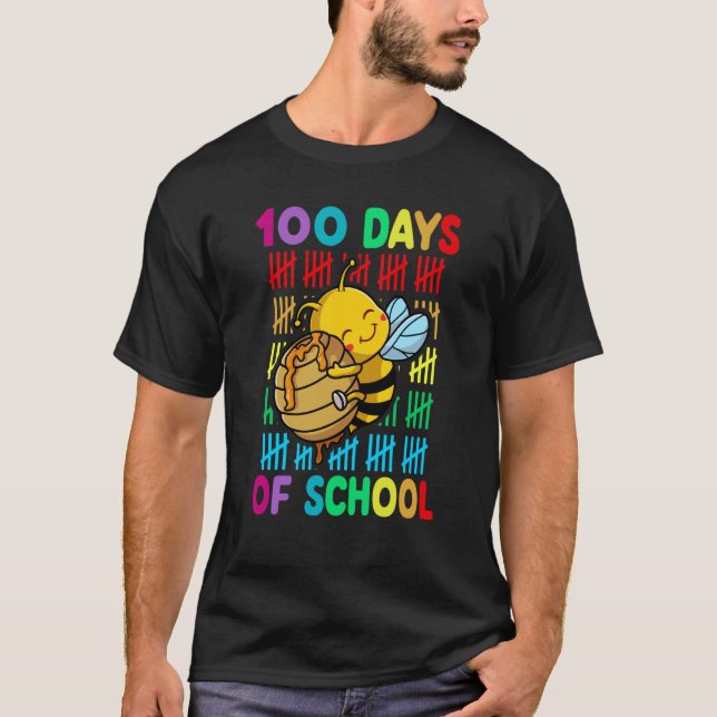 100th Day Of School Animal Bees Happy 100th Day Ki T-Shirt (Front)