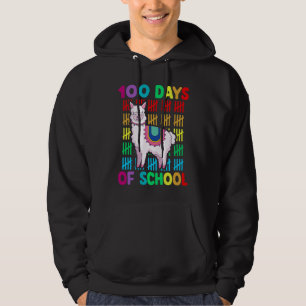 100th Day Of School Animal llama Lover Happy 100th Hoodie
