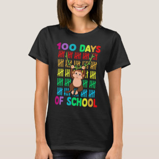 100th Day Of School Animal Monkey  Happy 100th Day T-Shirt