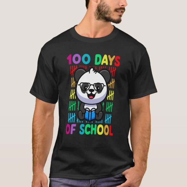 100th Day Of School Animal Panda Happy 100th Day K T-Shirt (Front)