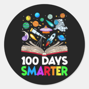 100th Day Of School Astronaut Books Space 100 Days Classic Round Sticker