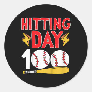 100th Day Of School Baseball 100 Days Of School Classic Round Sticker