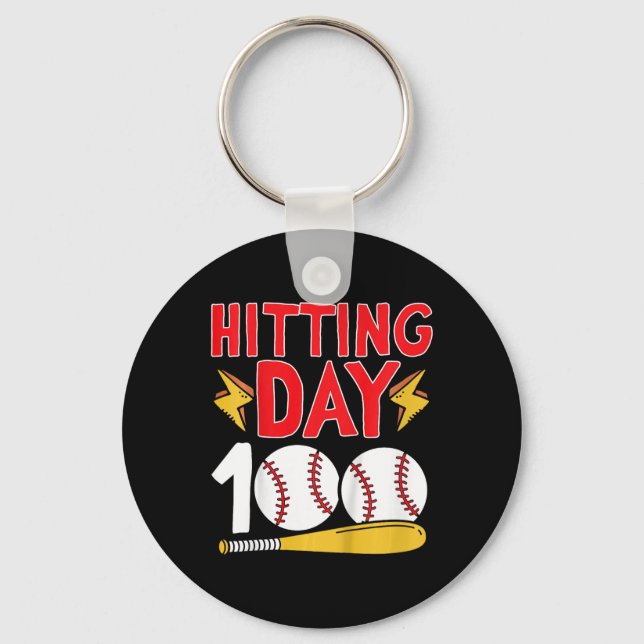 100th Day Of School Baseball 100 Days Of School  Key Ring (Front)