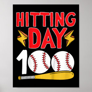 100th Day Of School Baseball 100 Days Of School  Poster