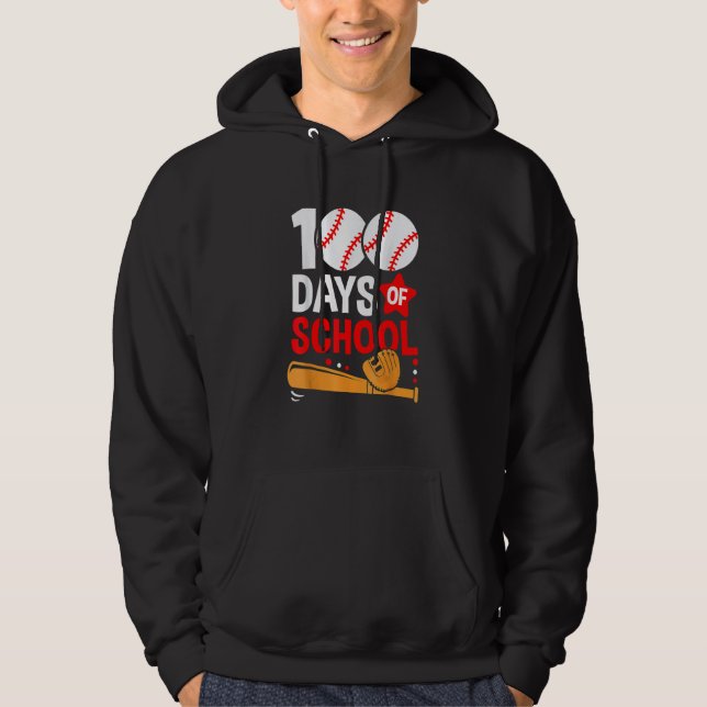 100th Day Of School Baseball 100 Days Smarter Teac Hoodie (Front)