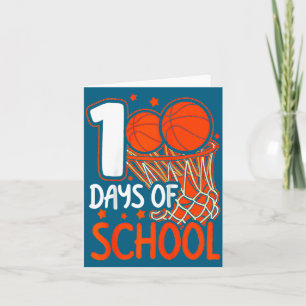100th Day Of School Basketball Kids 100 Days Of Sc Card