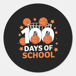 100th Day Of School Basketball Kids 100 Days Of Sc Classic Round Sticker