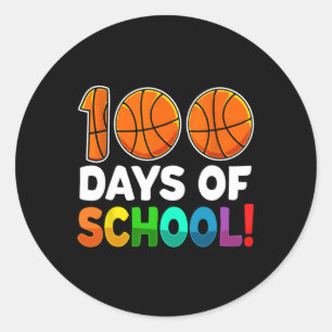 100th Day Of School Basketball Kids 100 Days Of Sc Classic Round Sticker