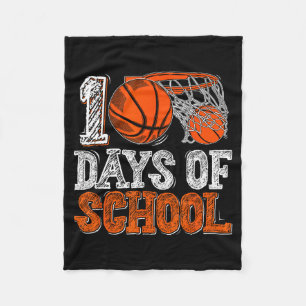 100th Day Of School Basketball Kids 100 Days Of Sc Fleece Blanket