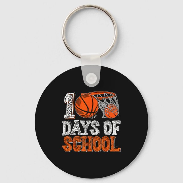 100th Day Of School Basketball Kids 100 Days Of Sc Key Ring (Front)