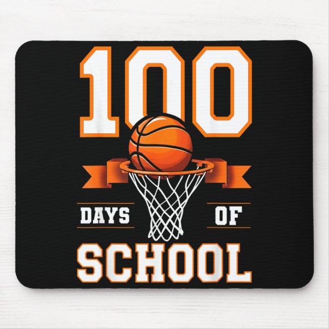100th Day Of School Basketball Kids 100 Days Of Sc Mouse Pad (Front)