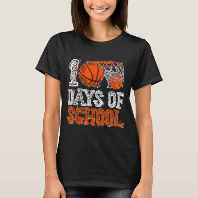 100th Day Of School Basketball Kids 100 Days Of Sc T-Shirt (Front)
