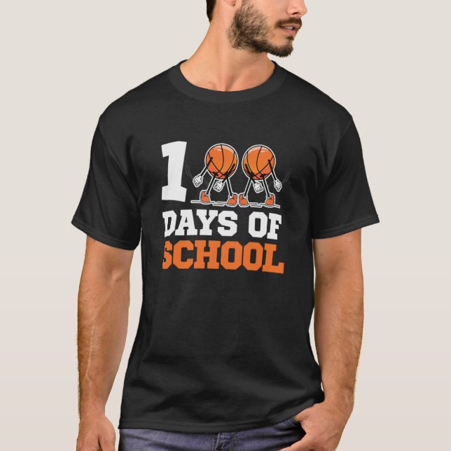 100th Day of School Basketball Kids 100 Days Of Sc T-Shirt (Front)