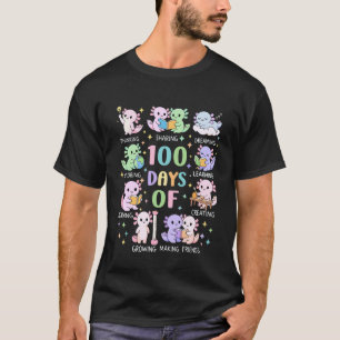 100th Day of School Bookish Axolotl Teacher Studen T-Shirt
