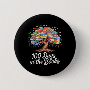 100th Day Of School Books Tree Reading Design 6 Cm Round Badge