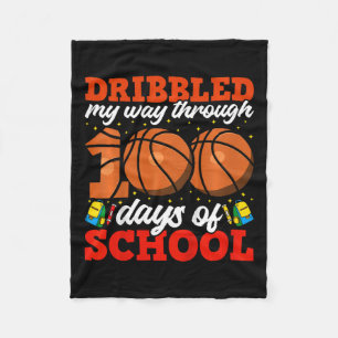 100th Day Of School Boys Basketball 100 Days Of Sc Fleece Blanket
