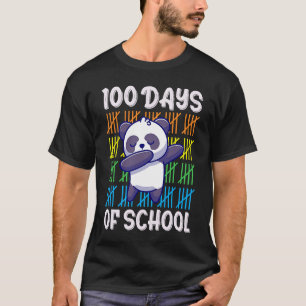 100th Day of School Boys Girls Kids Dabbing Panda T-Shirt