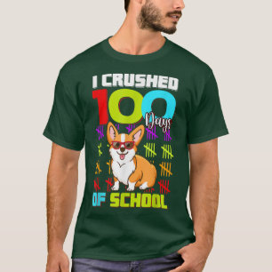 100th Day Of School Boys Kids 100 Days School Corg T-Shirt