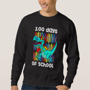 100th Day Of School Boys Kids Dino 100 Days Dinosa Sweatshirt