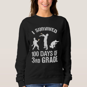 100th Day of School Boys  Zombie 3rd Grade 100 Day Sweatshirt