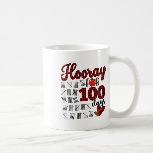 100th Day Of School Buffalo Plaid Hooray For 100 D Coffee Mug
