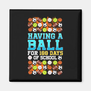 100th Day Of School Bysketbyll Footbyll Soccer Bys Magnet