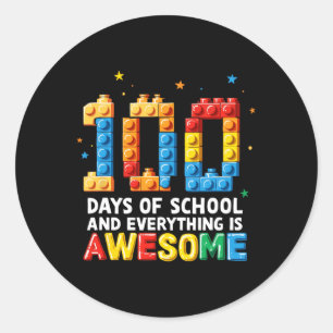100th Day Of School Childrens Funny Classic Round Sticker