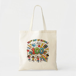 100th Day of School Colorful Celebration Design – Tote Bag